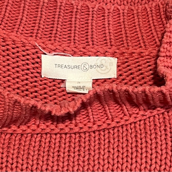 Treasure & Bond Coral Nantucket Red Cableknit Knit Fall Pullover Sweater Size S - Picture 11 of 14
